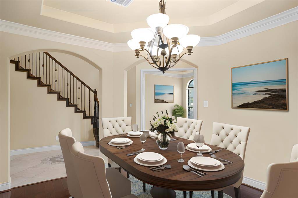 Virtually staged dining room.