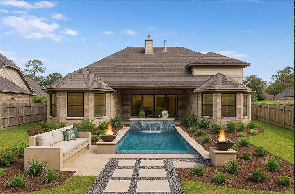 This is a virtually staged back yard with a pool added.  (This is not the same sketch as the pool sketch in documents.  This is an independently done sketch by a third party.)