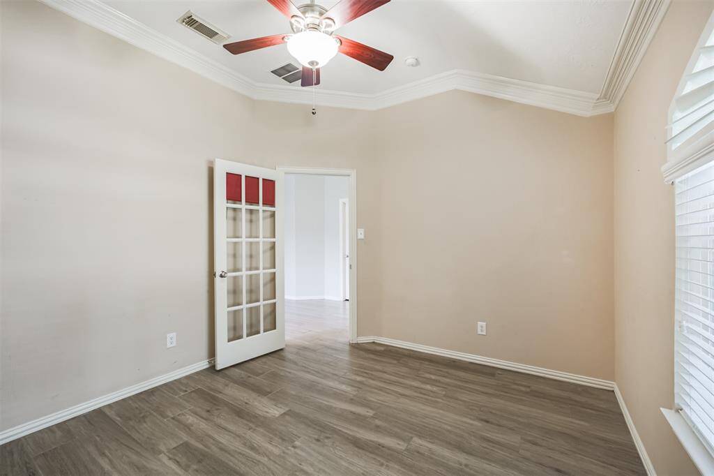 Home office featuring elegant French doors.