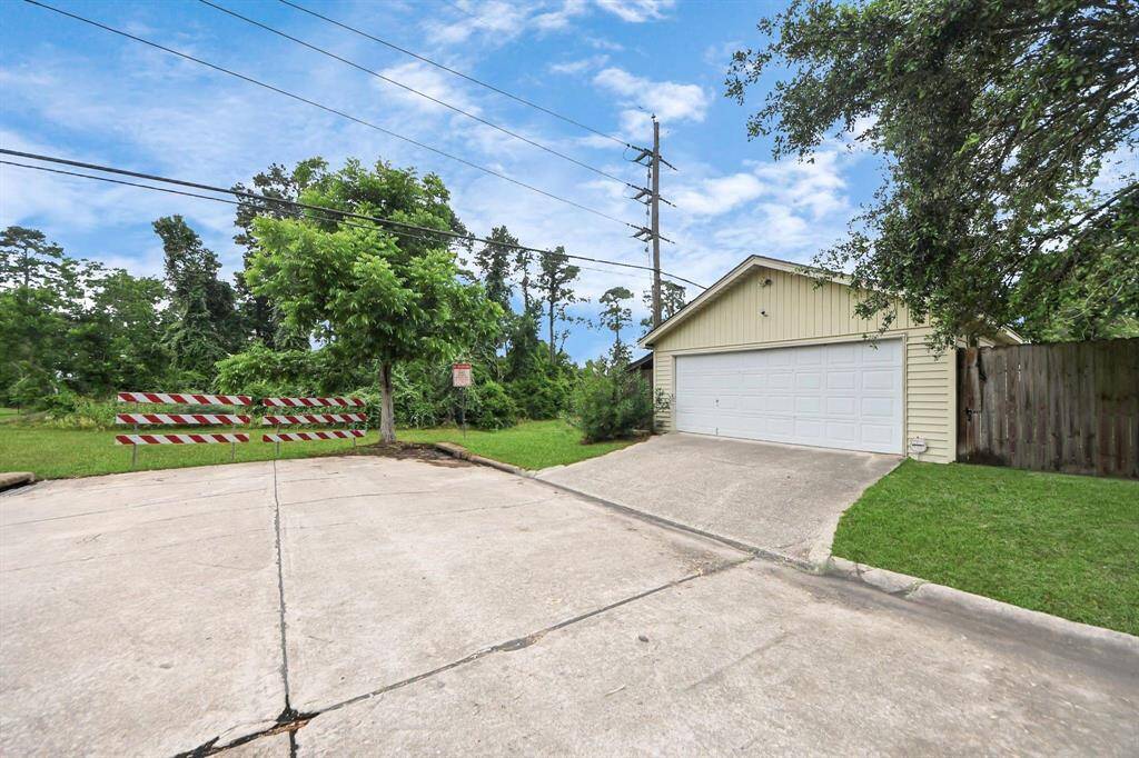 Side view of detached garage.