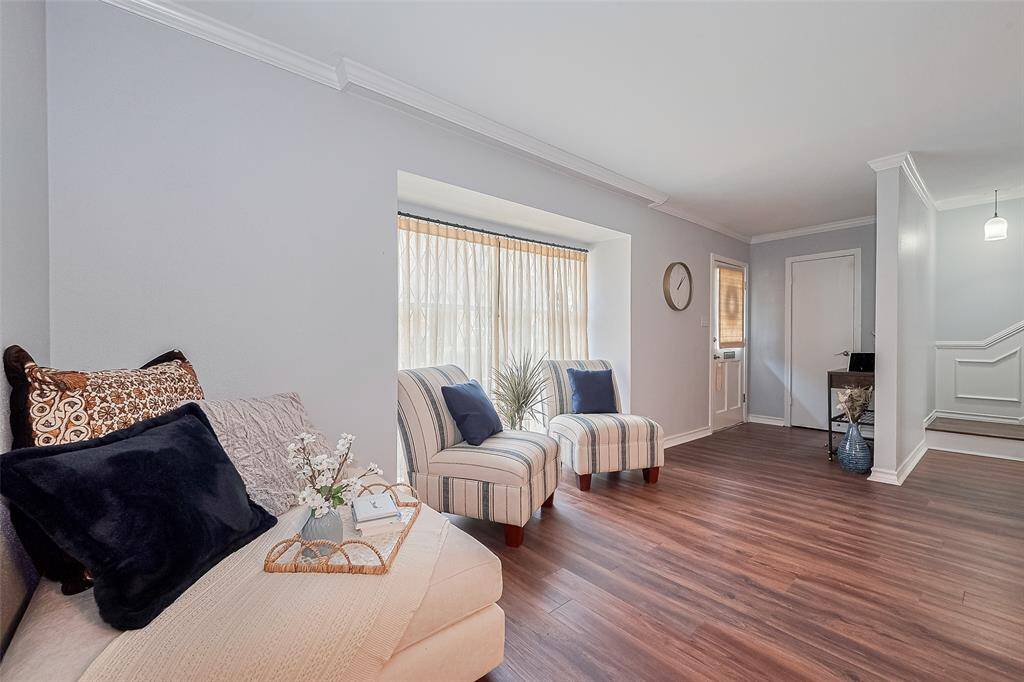 Beautiful crown molding brings elegance to the room