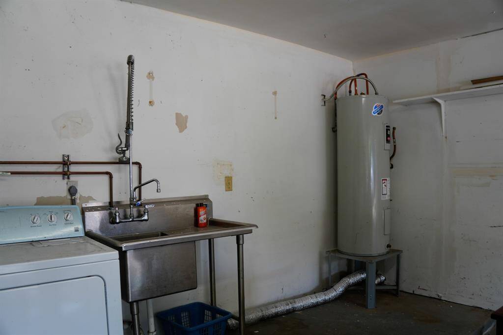 water heater in garage area.