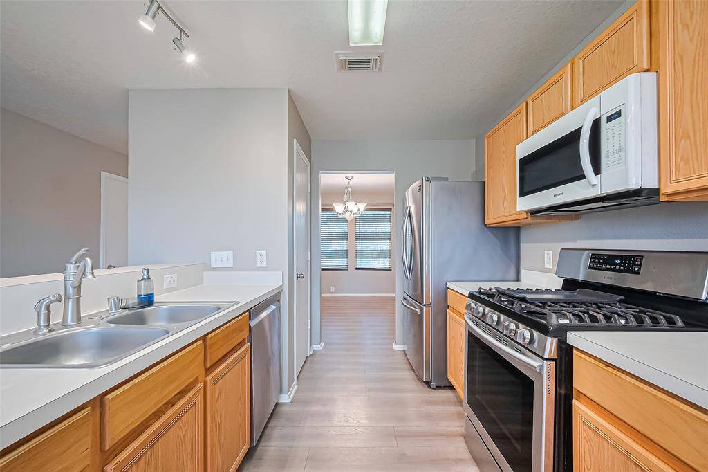Galley kitchen for multifunctional use.