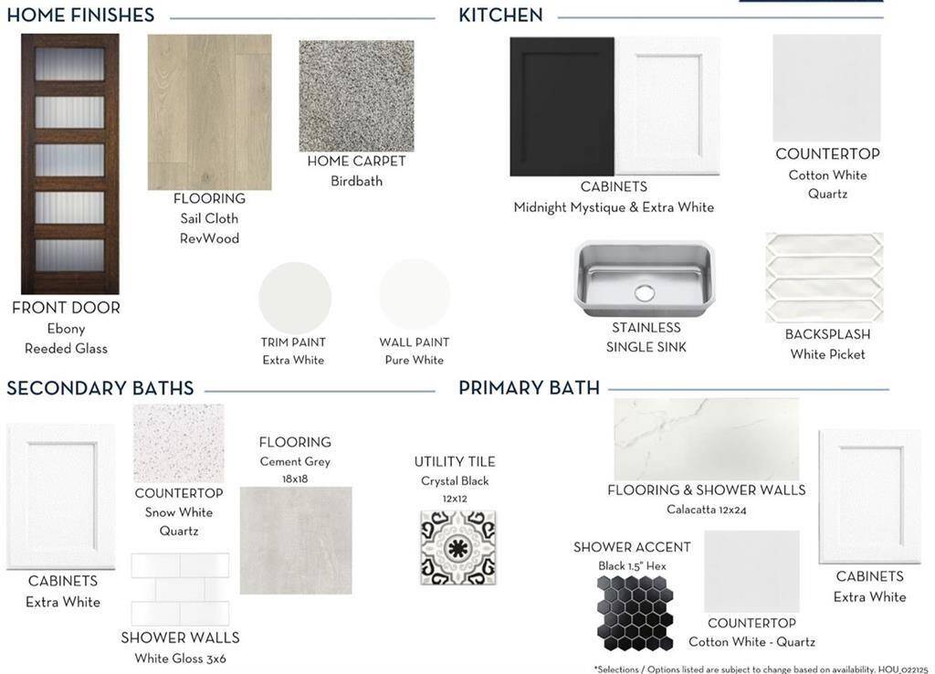 Design Selections going in