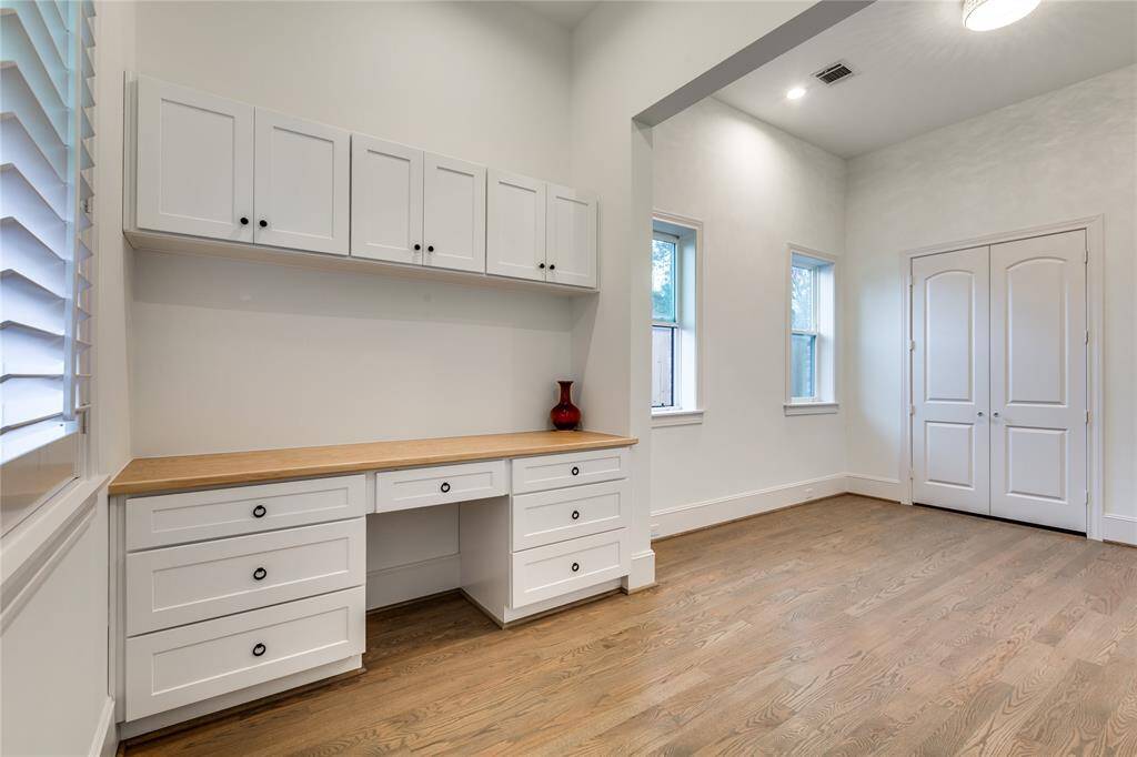 downstair bedroom study nook with built-in