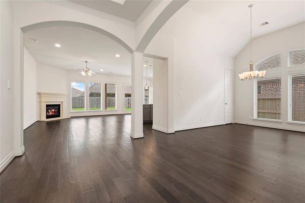 View of formal dining area and family room.