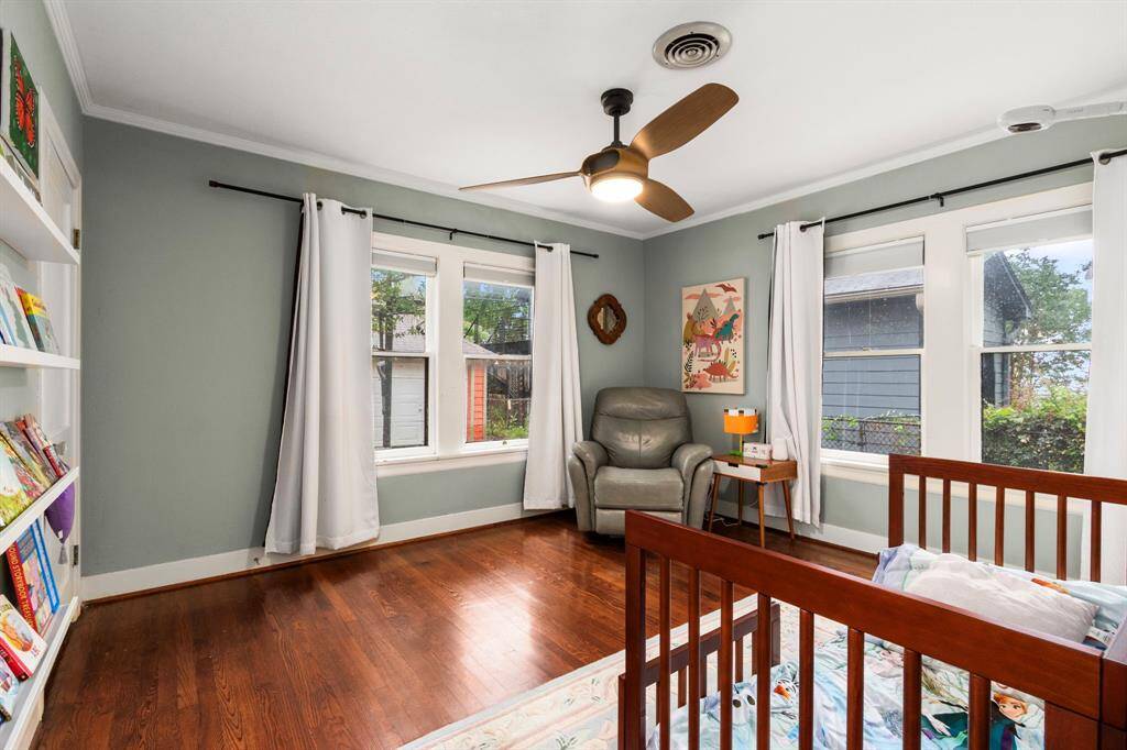 Bedroom #2 is located at the rear of the home. Due to the private nature of its location, this bedroom is currently being used as a nursery.