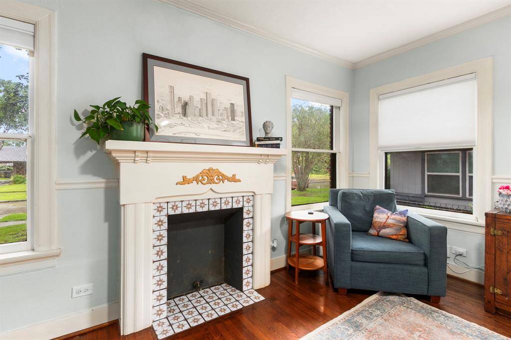 The gas connection for the fireplace is intact, or this could be used as a decorative hearth, as it is currently.