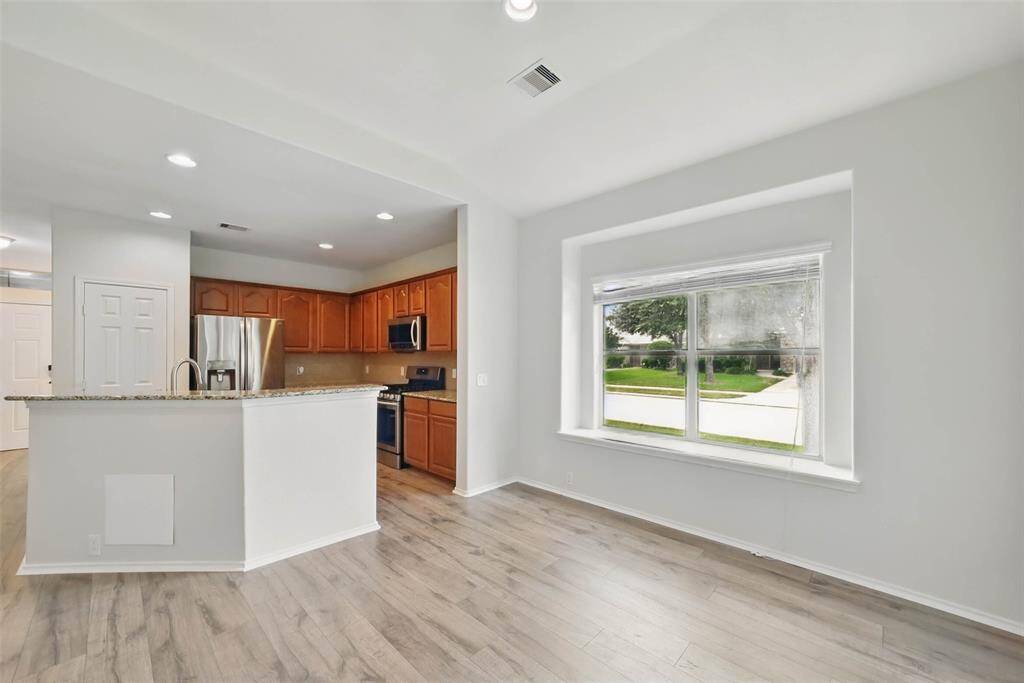 Breakfast room and kitchen.