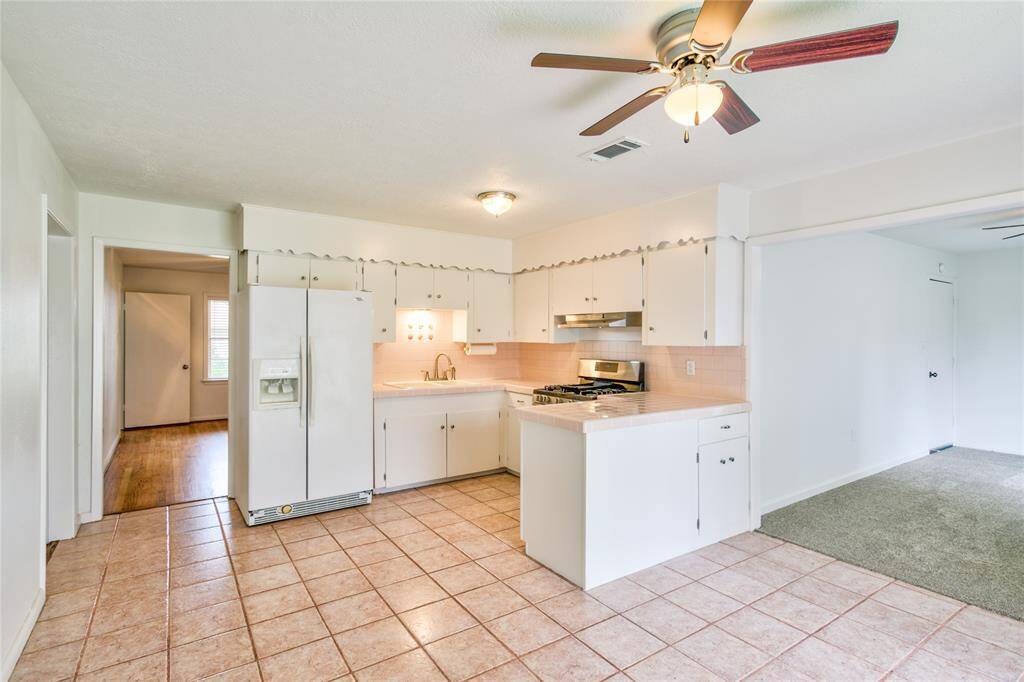 A stunning kitchen view from the sliding door.