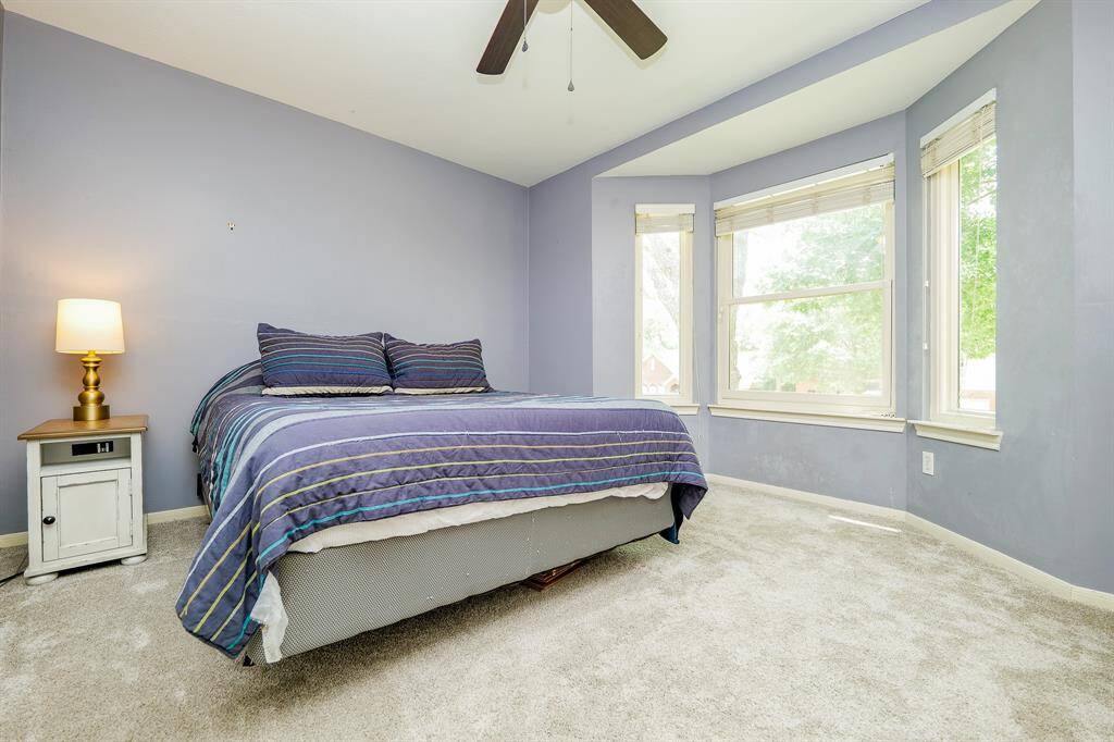 One of the upstairs bedrooms has a bay window that provides great views and beautiful natural light.