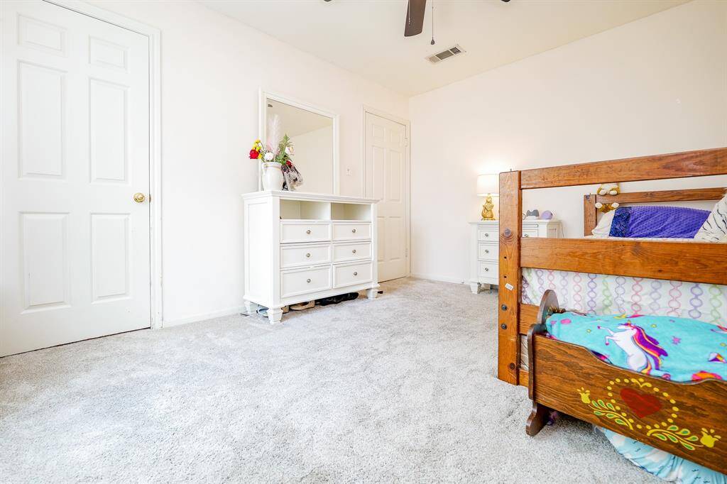 Roomy with abundant light and two closets.