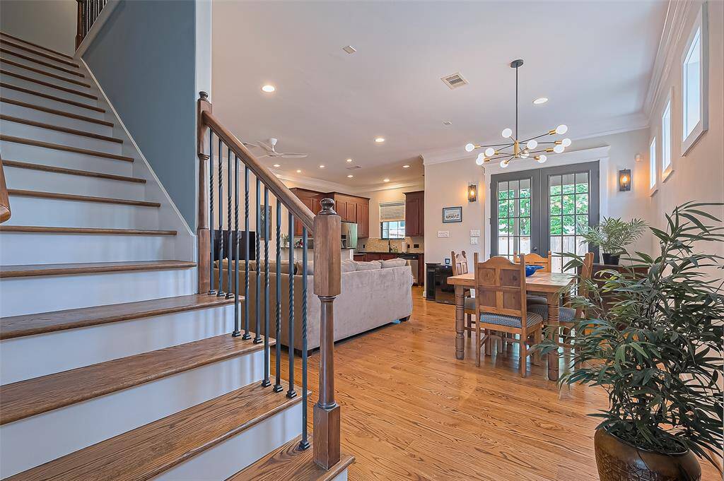 Walk into this comfortable living/dining area with wood flooring