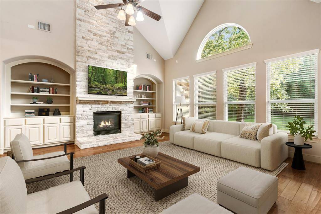 Gorgeous Family room with a wall of windows, Virtually Staged