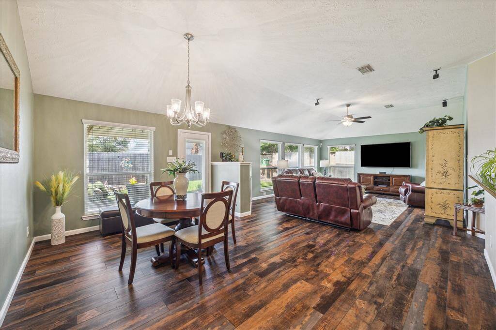 Another view of the family room and breakfast room.