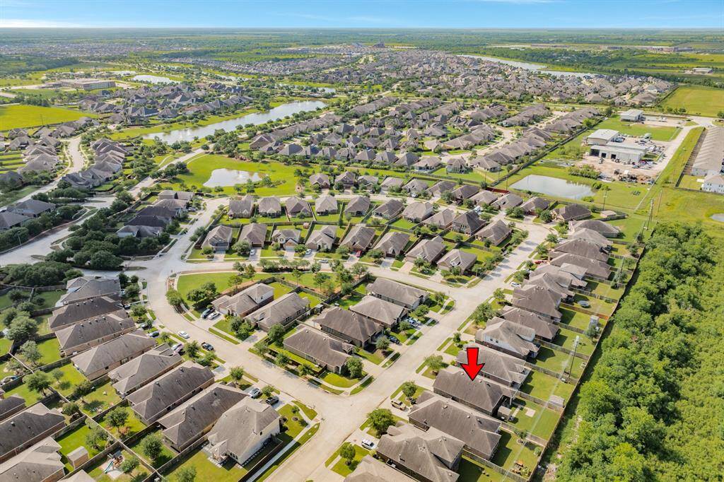 this aerial shows the neighborhood some of the ponds that are stocked for fishing