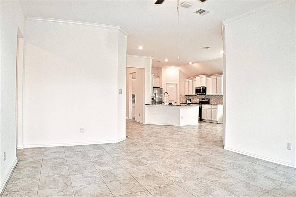 View of the family room looking into the kitchen