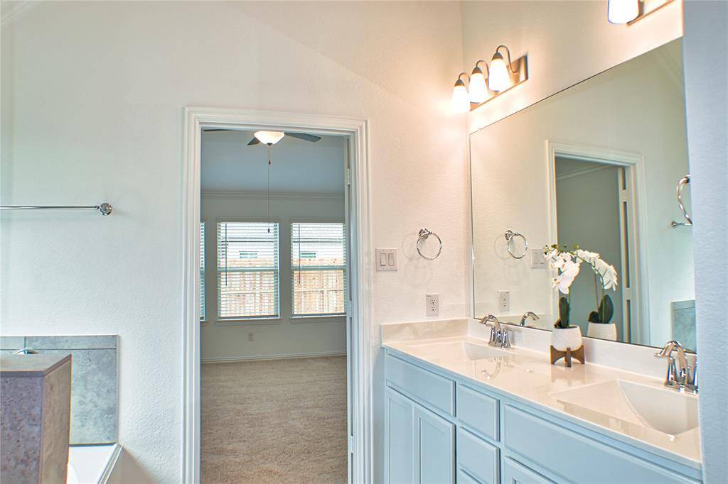 Primary bathroom suite, looking outward