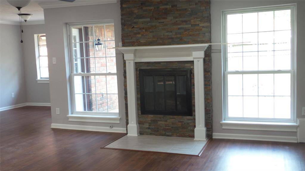 For those cold winter nights you will enjoy sitting in front of this newly refinished fireplace with stacked stone, updated mantle.