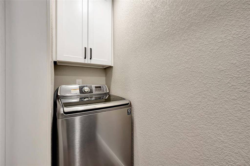 Washer and dryer are included with this rental. Also plenty of space in the cabinets above