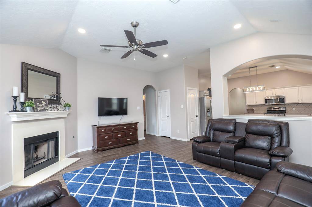 The kitchen is open to the living room.