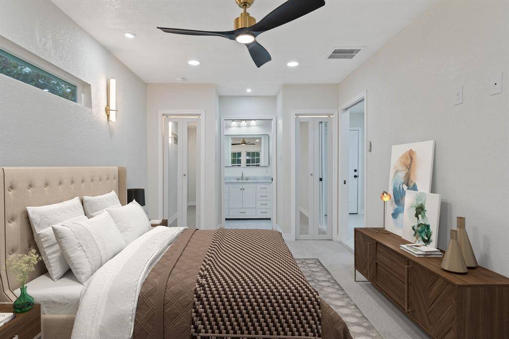 Virtually staged primary bedroom