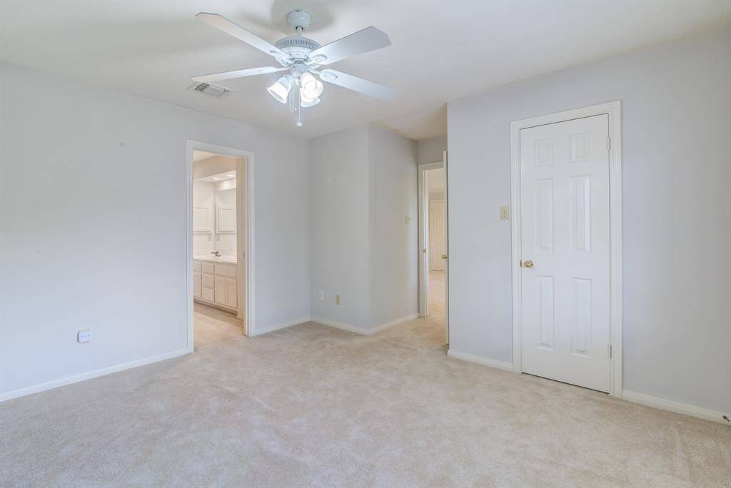 Three bedrooms on this homes second level with two shared bathrooms and one large flex space. Neutral decor and freshly painted.