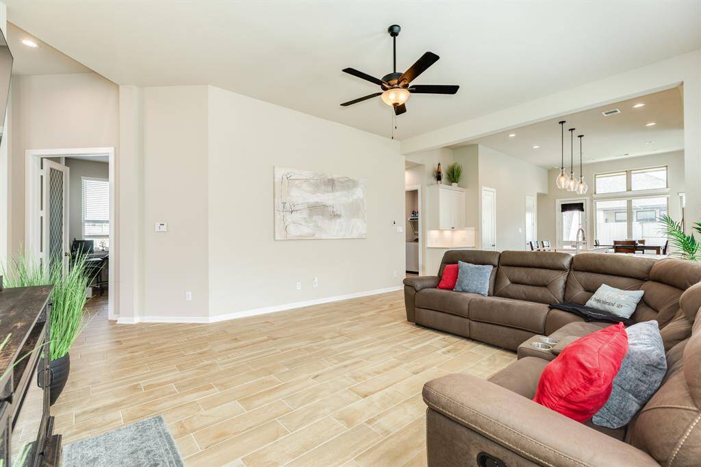 From this angle, you can see how the office flows right into the family room.
