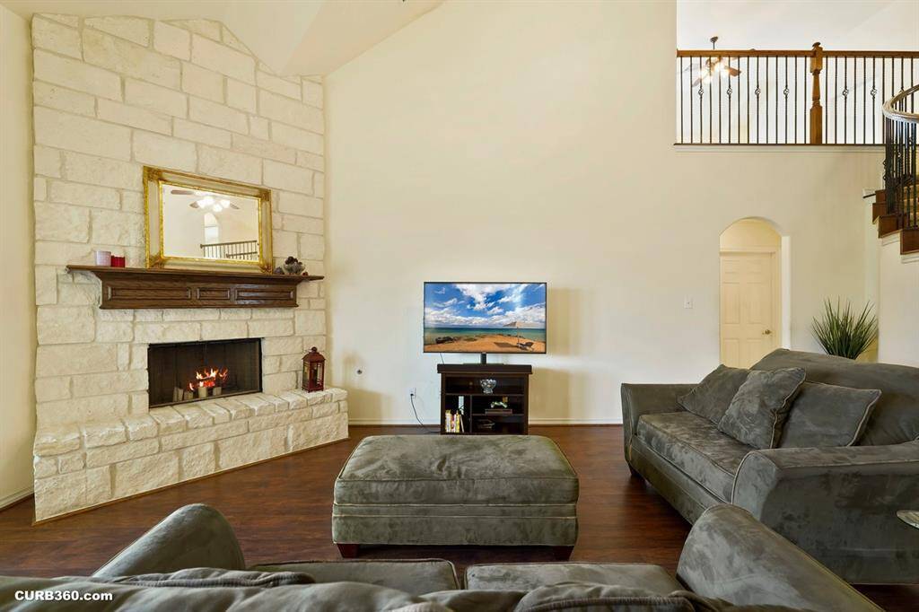 elegant stone fireplace