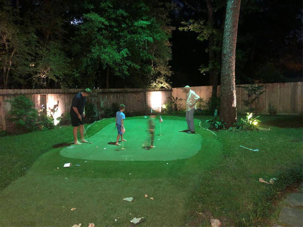 Putting green has "moonlight" for nighttime putting fun!