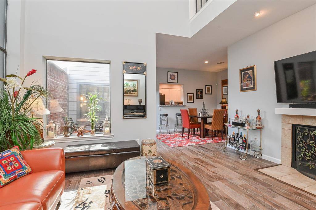 A view of family room looking towards kitchen.