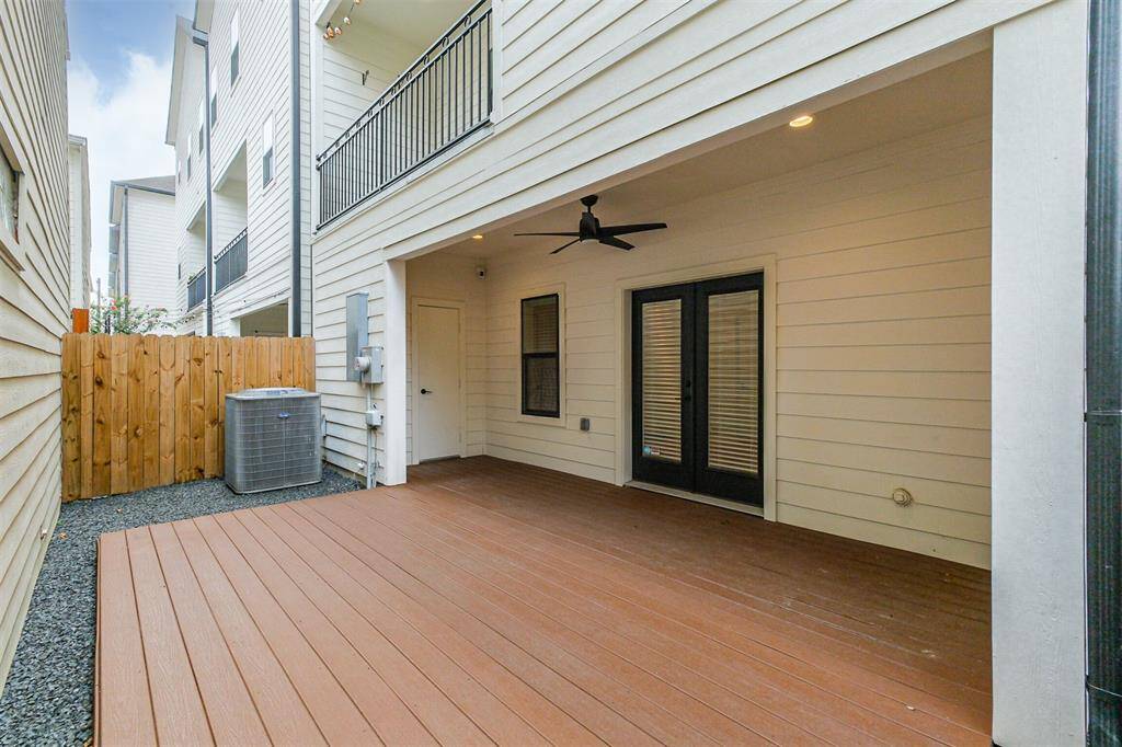 Private patio area with low maintenance grounds