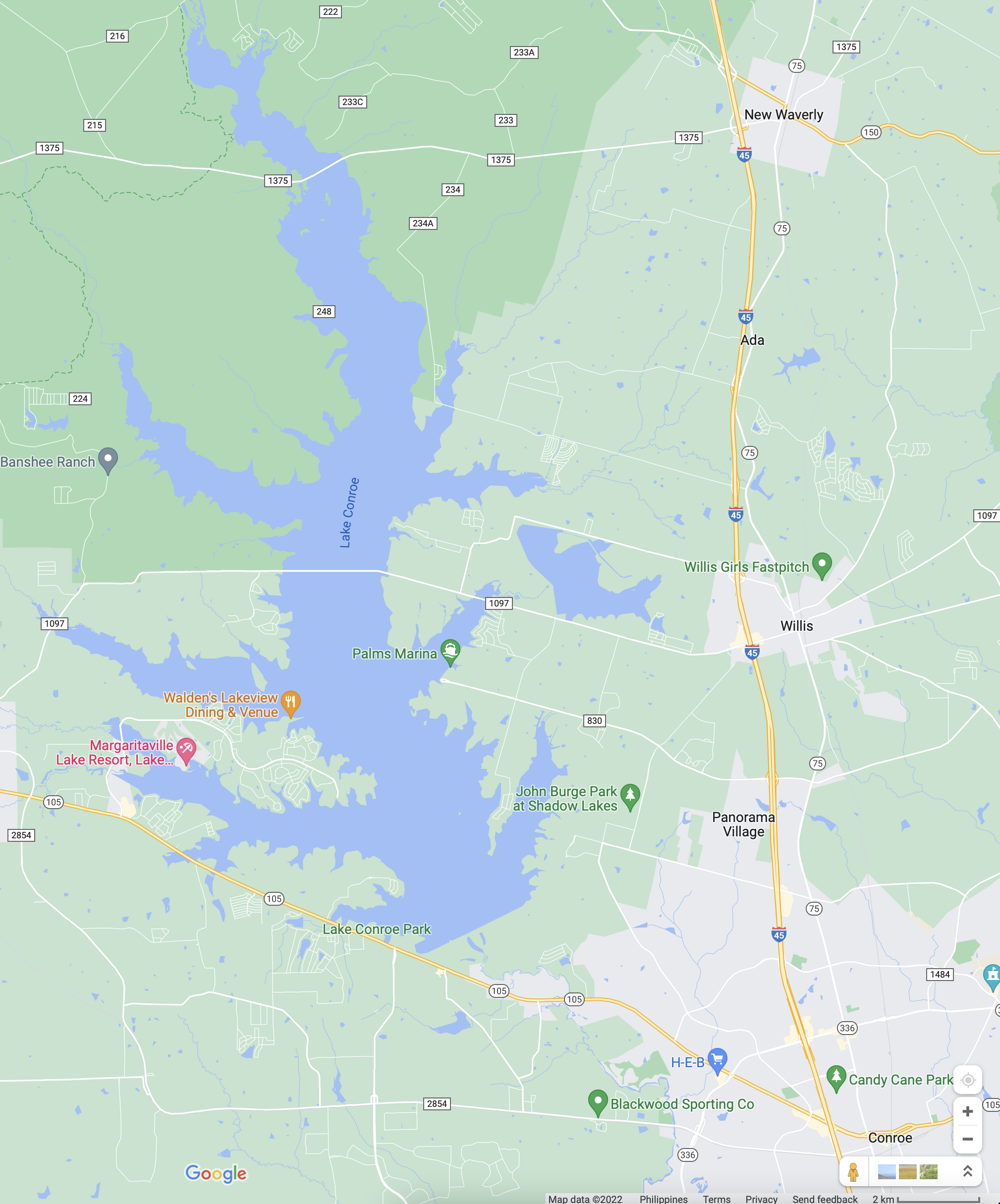 Map of Lake Conroe Area