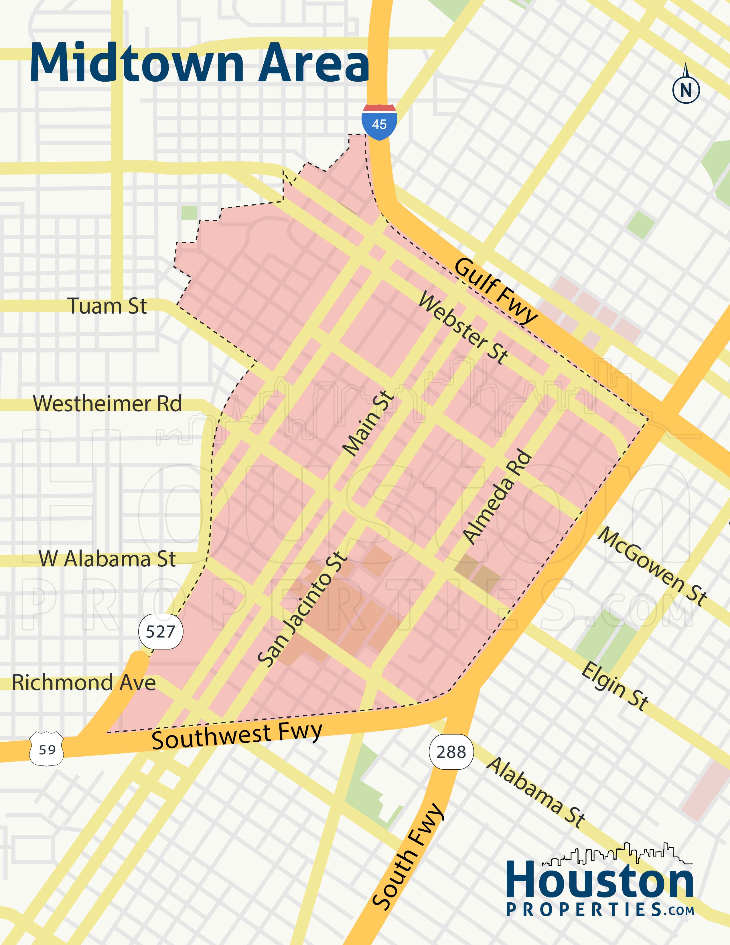 Map of Midtown Houston