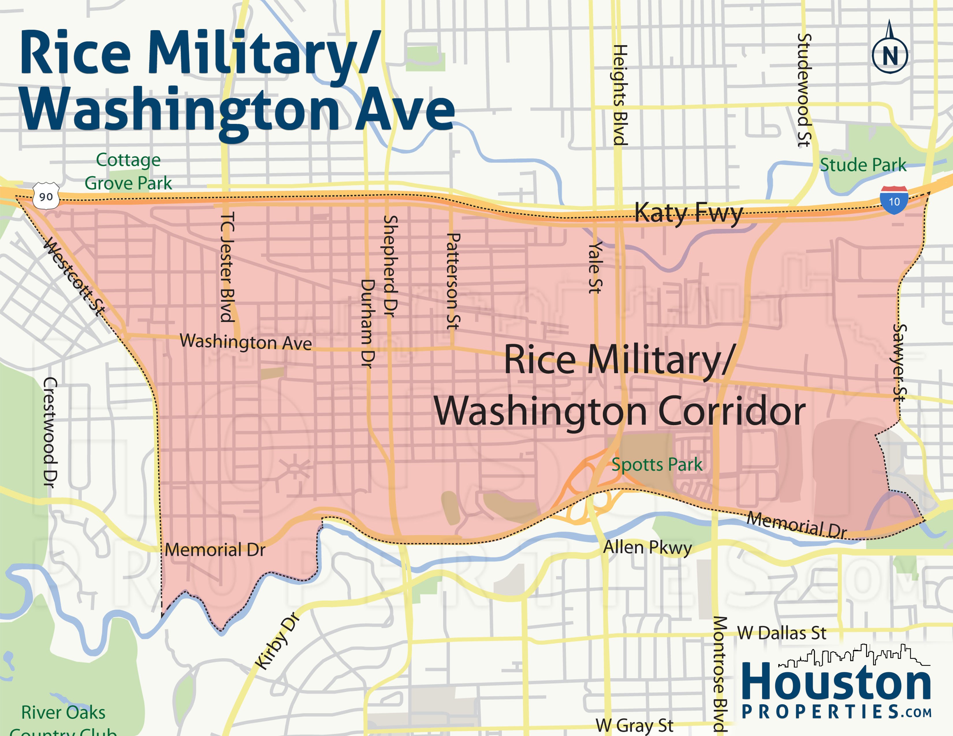 Map of Rice Military/Washington Corridor