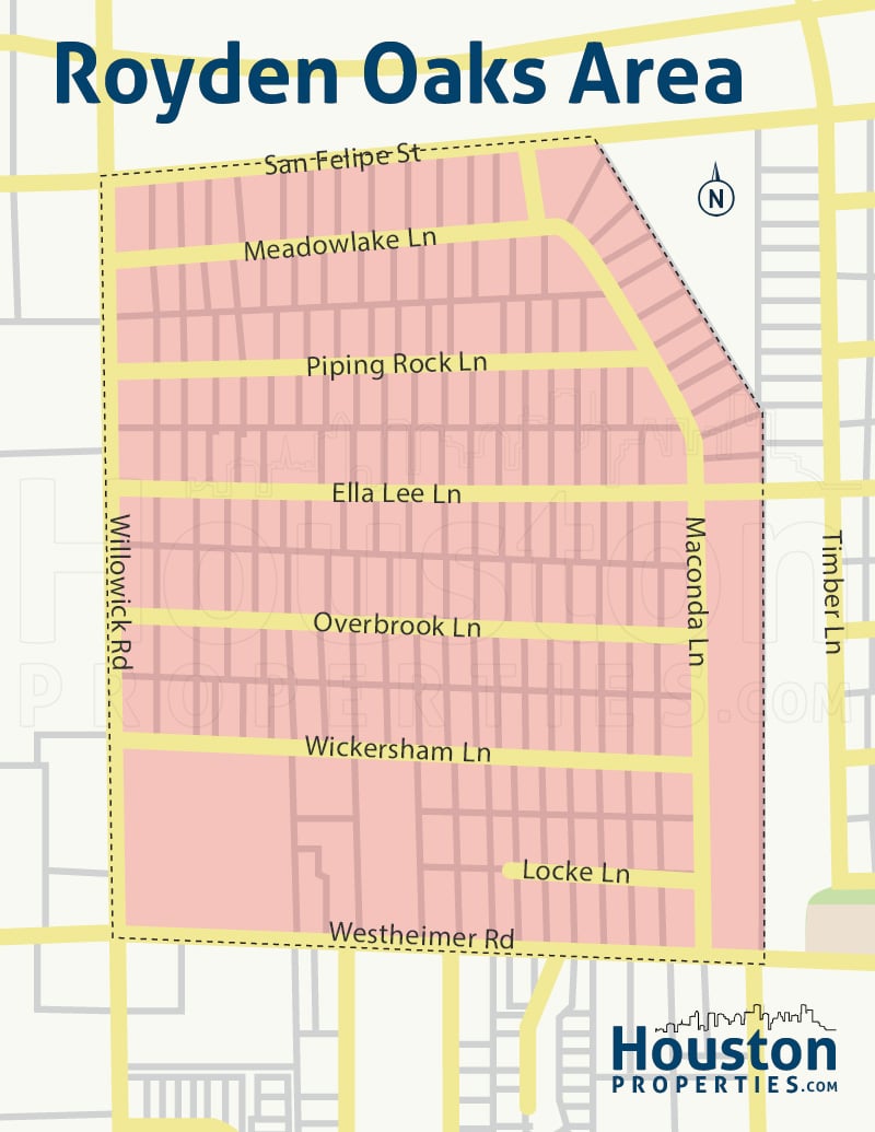 Map of Royden / Afton Oaks