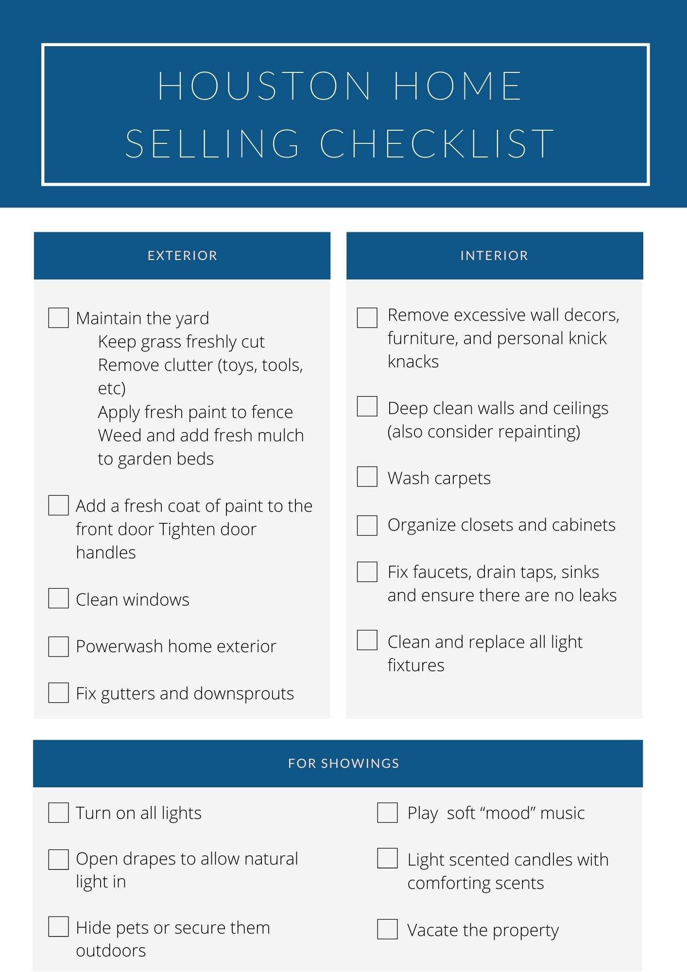 Home selling checklist