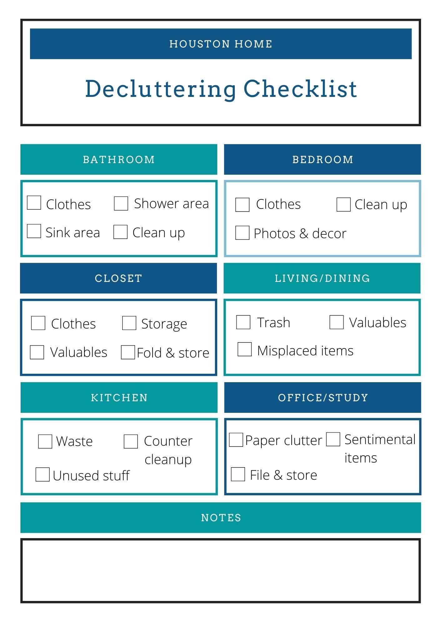 decluttering checklist
